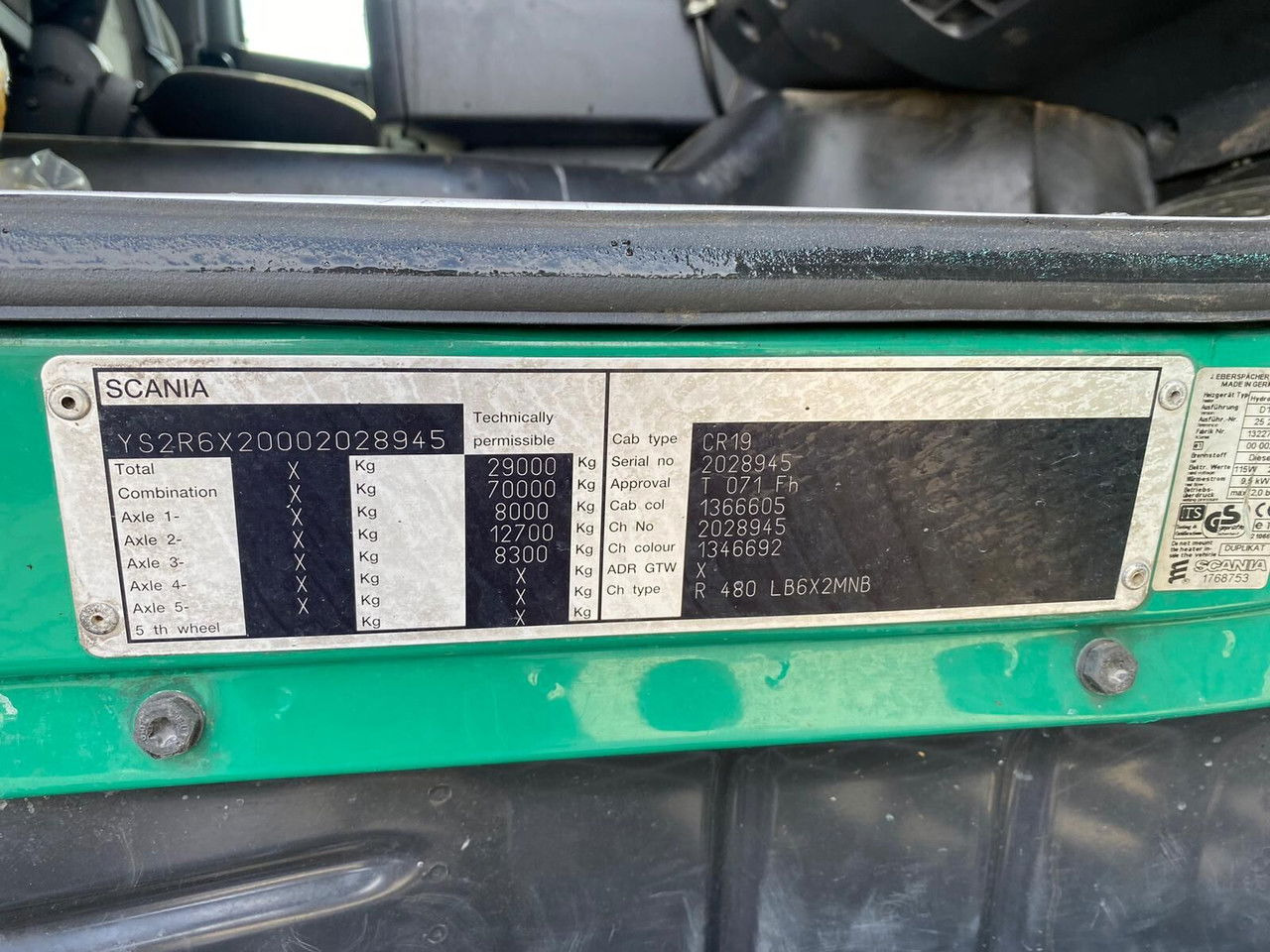 Kipper vrachtwagen SCANIA R480 E4 / Grain Side Kipper / Frame 7.2m Long: afbeelding 28