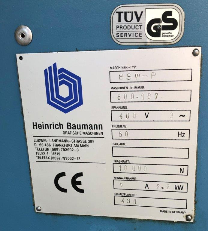 Drukmachine Baumann BSW-P pile turner: afbeelding 6