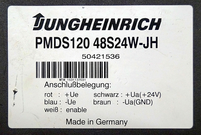 Jungheinrich 50421536 | Transformer 48V-24V PMDS120 48S 24W-JH snn. MTM153113703 - Elektrisch systeem voor Intern transport: afbeelding 3 Jungheinrich 50421536 | Transformer 48V-24V PMDS120 48S 24W-JH snn. MTM153113703 - Elektrisch systeem voor Intern transport: afbeelding 3