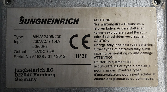 Jungheinrich 50461442 | Charger build-in 230Vac/1.4A 50/60Hz 24 VDC/9A sn. SIS3 Charger build-in 230Vac/1.4A 50/60Hz 24 VDC/9A sn. SIS38/01/2012 IP20 for EMC110 - Batterij voor Intern transport: afbeelding 2 Jungheinrich 50461442 | Charger build-in 230Vac/1.4A 50/60Hz 24 VDC/9A sn. SIS3 Charger build-in 230Vac/1.4A 50/60Hz 24 VDC/9A sn. SIS38/01/2012 IP20 for EMC110 - Batterij voor Intern transport: afbeelding 2