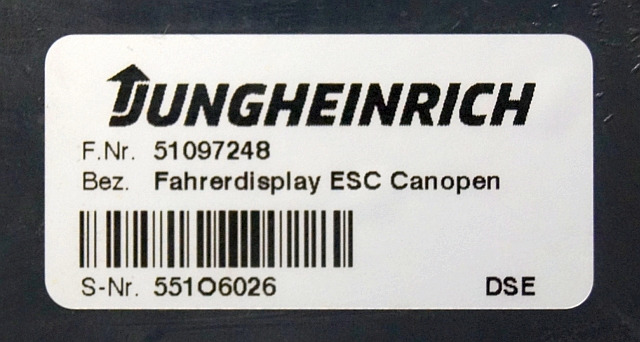 Jungheinrich 51097248 | Display ESC canopen sn. 551O6026 - Instrumentenpaneel voor Intern transport: afbeelding 3 Jungheinrich 51097248 | Display ESC canopen sn. 551O6026 - Instrumentenpaneel voor Intern transport: afbeelding 3
