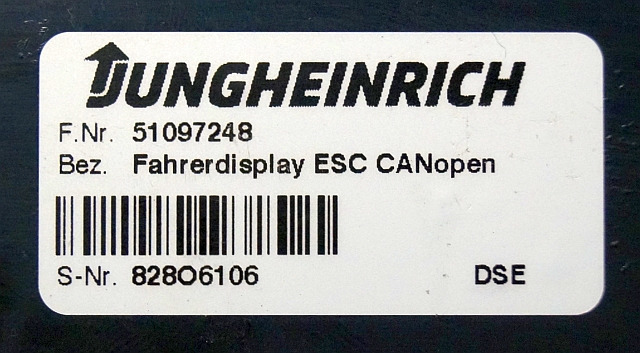 Jungheinrich 51097248 | Display ESC canopen sn. 828O6106 - Instrumentenpaneel voor Intern transport: afbeelding 3 Jungheinrich 51097248 | Display ESC canopen sn. 828O6106 - Instrumentenpaneel voor Intern transport: afbeelding 3
