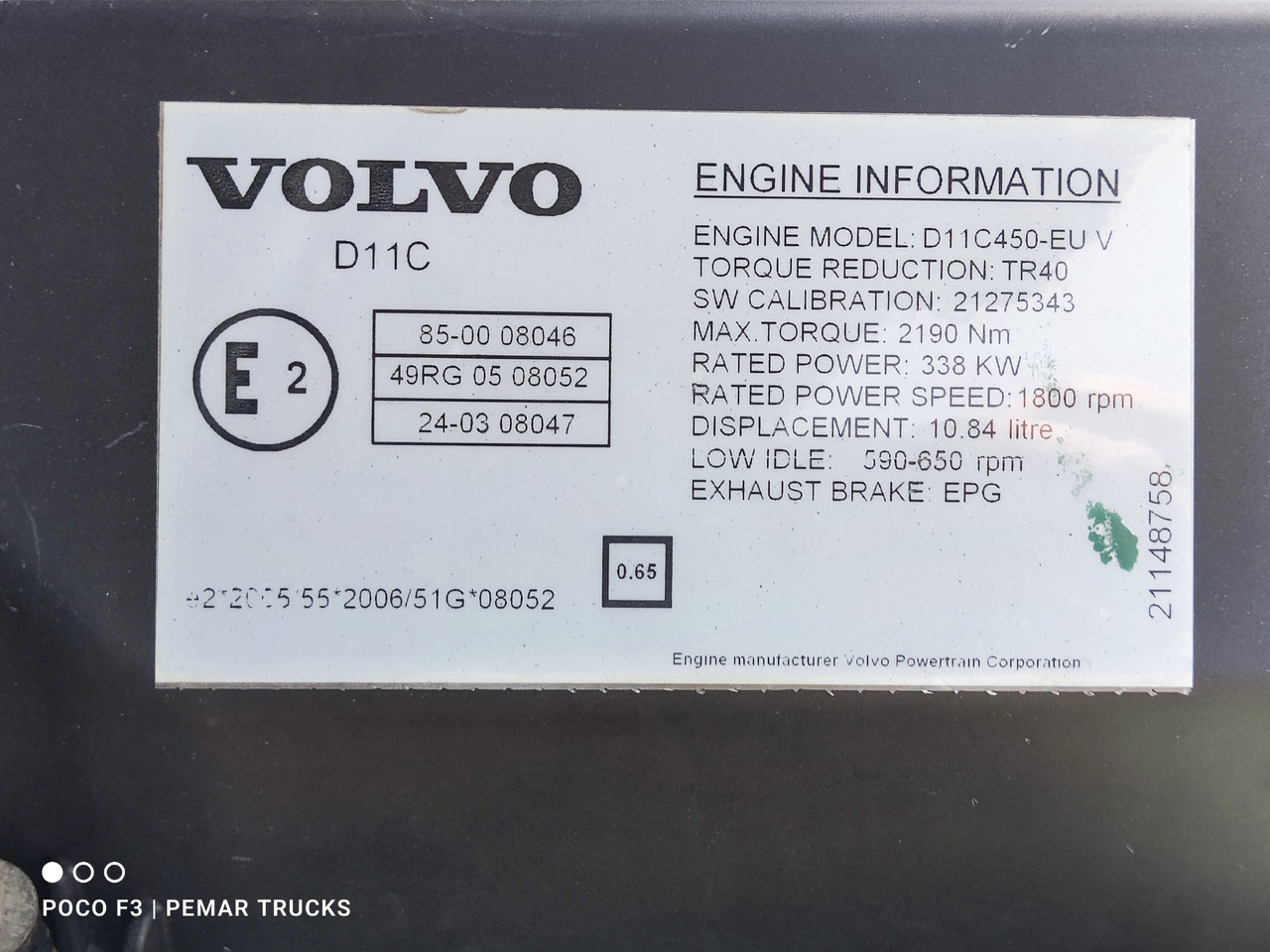 VOLVO 11 LITROS D11C450 - Motor: afbeelding 5 VOLVO 11 LITROS D11C450 - Motor: afbeelding 5