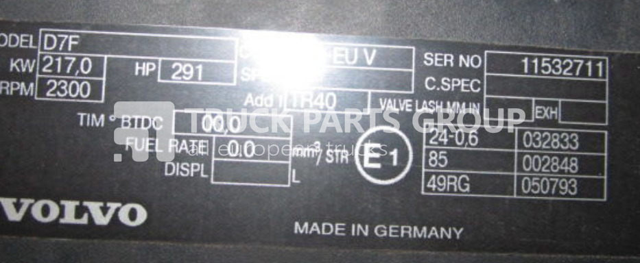 VOLVO FL7, FM, RENAULT MIDLUM DXI engine DXI7, D7E, D7F, 290 HP, 240 H engine - Motor voor Vrachtwagen: afbeelding 2 VOLVO FL7, FM, RENAULT MIDLUM DXI engine DXI7, D7E, D7F, 290 HP, 240 H engine - Motor voor Vrachtwagen: afbeelding 2