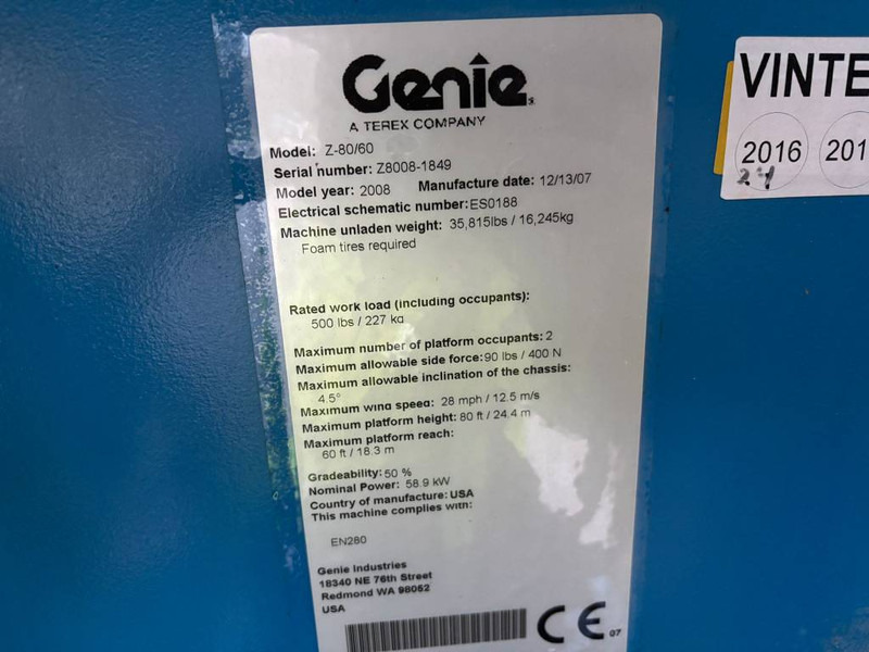 Genie Z 80/60 - Knikarmhoogwerker: afbeelding 3 Genie Z 80/60 - Knikarmhoogwerker: afbeelding 3