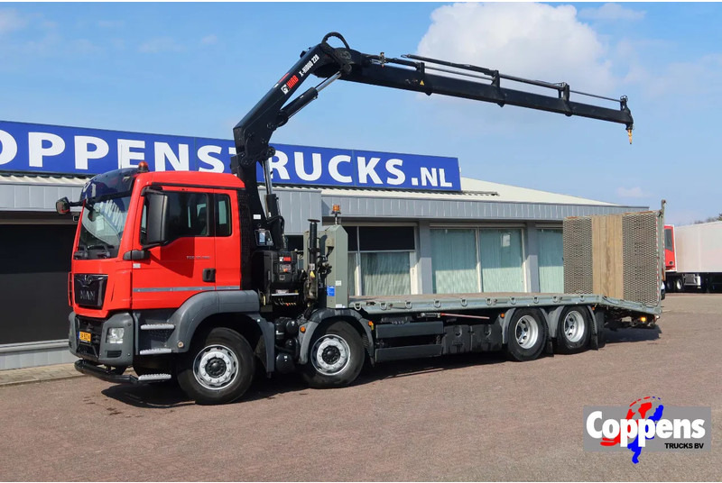 MAN TGS 35.360 8x2 Euro 6 Oprijwagen + Hiab 228 E 3 kraan. - Vrachtwagen met open laadbak, Kraanwagen: afbeelding 1 MAN TGS 35.360 8x2 Euro 6 Oprijwagen + Hiab 228 E 3 kraan. - Vrachtwagen met open laadbak, Kraanwagen: afbeelding 1