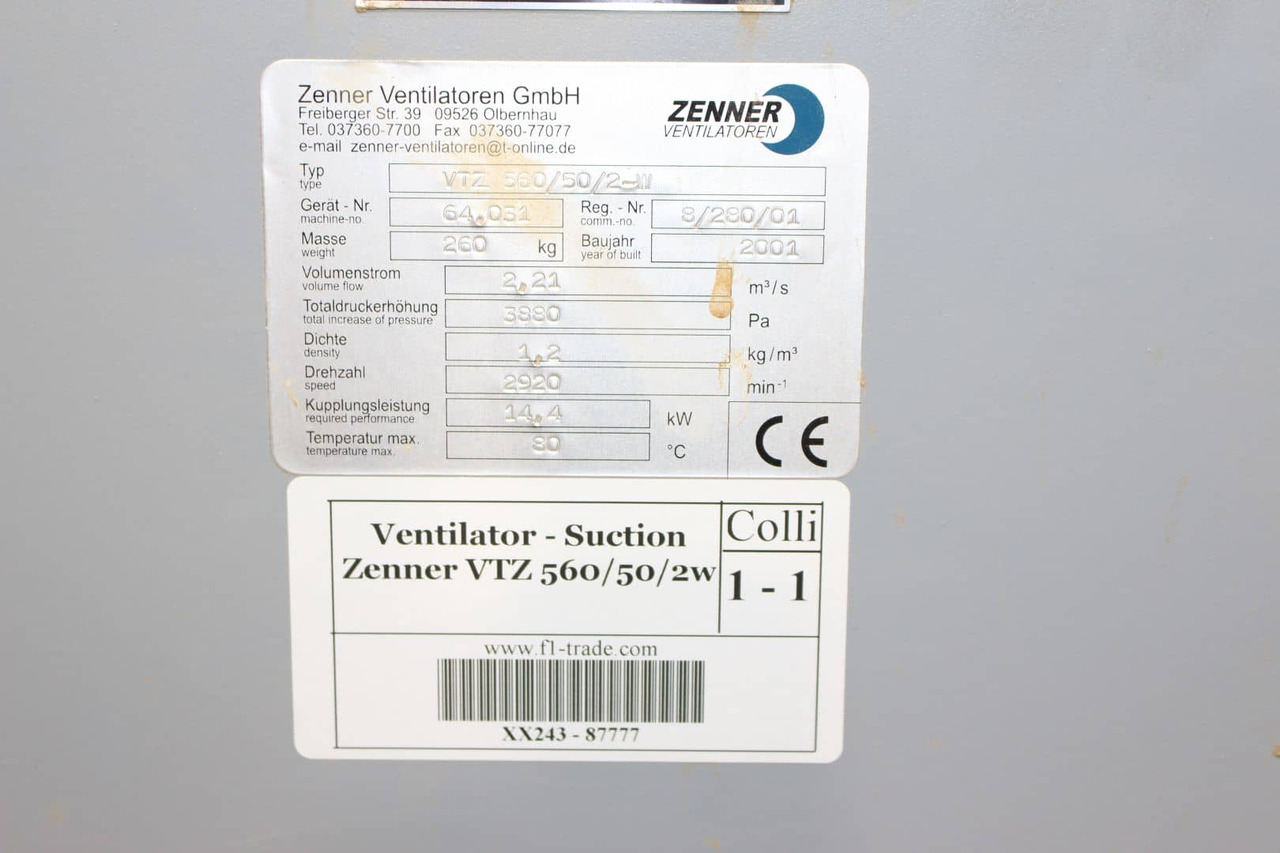Apparatuur voor industriële klimaatbeheersing ZENNER VTZ 560/50/2-W: afbeelding 6
