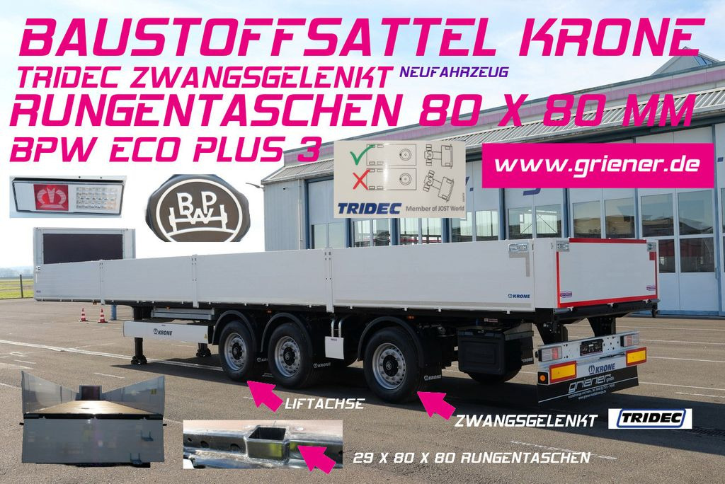 Krone SDP 27/BAUSTOFF/TRIDEC/BPW/RUNGENTASCHEN LIFT - Open bak met boorden oplegger: afbeelding 1 Krone SDP 27/BAUSTOFF/TRIDEC/BPW/RUNGENTASCHEN LIFT - Open bak met boorden oplegger: afbeelding 1