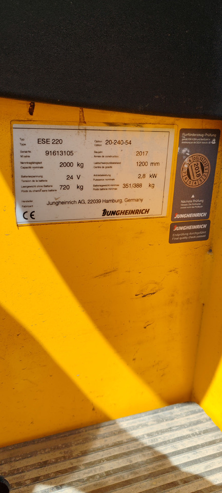 Jungheinrich ESE220 2400mm - Palletwagen: afbeelding 4 Jungheinrich ESE220 2400mm - Palletwagen: afbeelding 4
