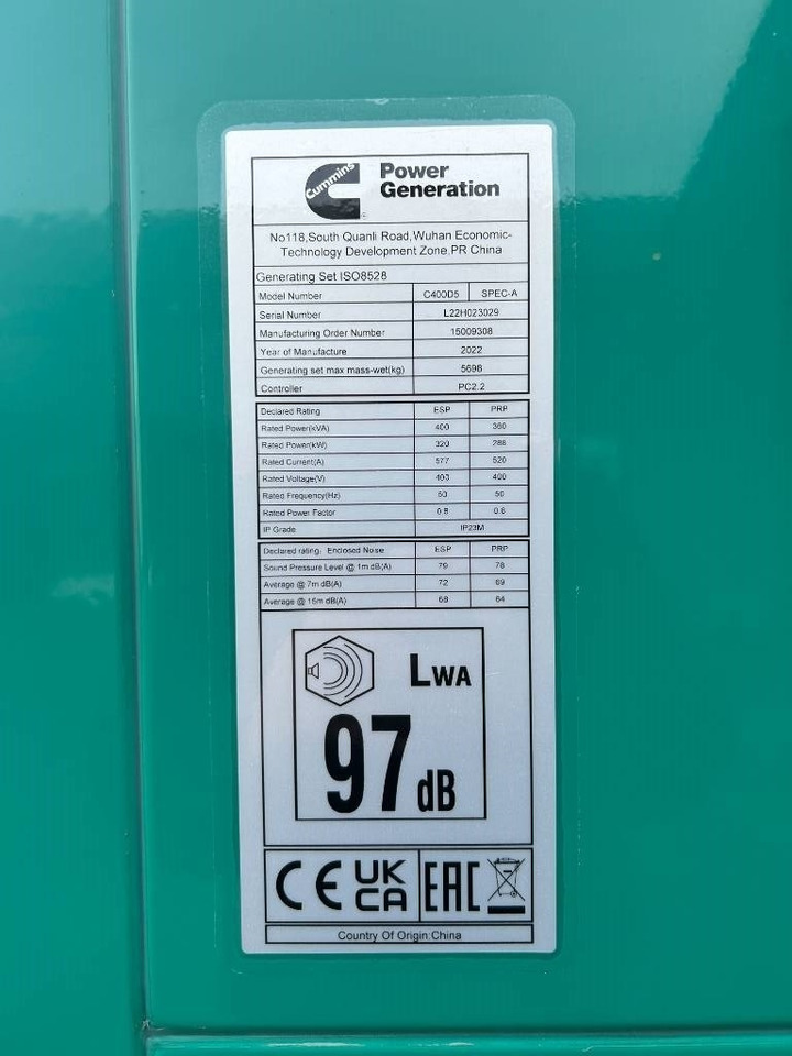 Cummins C400D5 - 400 kVA Generator - DPX-18518 - Industrie generator: afbeelding 4 Cummins C400D5 - 400 kVA Generator - DPX-18518 - Industrie generator: afbeelding 4