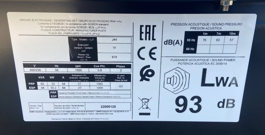 Sdmo J44K - 44 kVA Generator - DPX-17102 - Industrie generator: afbeelding 4 Sdmo J44K - 44 kVA Generator - DPX-17102 - Industrie generator: afbeelding 4