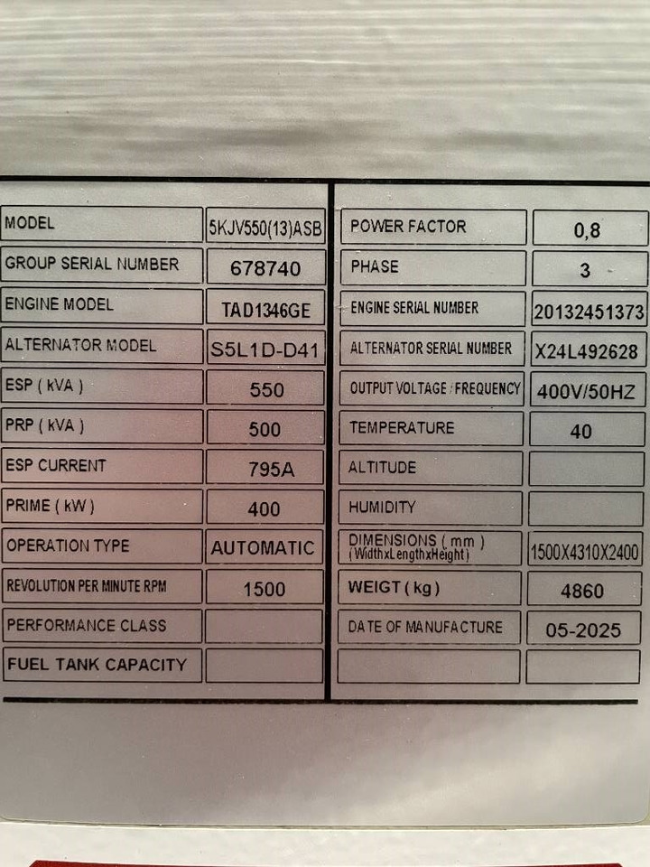 Volvo TAD1346GE - 550 kVA Generator - DPX-18882 - Industrie generator: afbeelding 5 Volvo TAD1346GE - 550 kVA Generator - DPX-18882 - Industrie generator: afbeelding 5