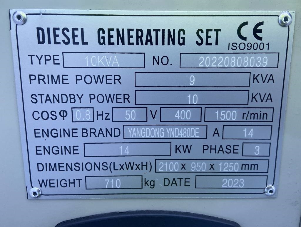 Yangdong YD480DE - 10 kVA Stage V - DPX-19881 - Industrie generator: afbeelding 4 Yangdong YD480DE - 10 kVA Stage V - DPX-19881 - Industrie generator: afbeelding 4