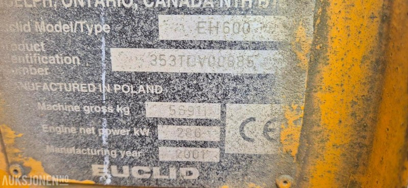 2001 EUCLID EH 600 - DUMPER - 20115 TIMER. - Kiepwagen: afbeelding 5 2001 EUCLID EH 600 - DUMPER - 20115 TIMER. - Kiepwagen: afbeelding 5