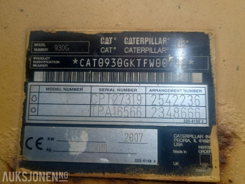 2007 Cat 950 G HJULLASTER - 6237 Timer - Wiellader: afbeelding 2 2007 Cat 950 G HJULLASTER - 6237 Timer - Wiellader: afbeelding 2