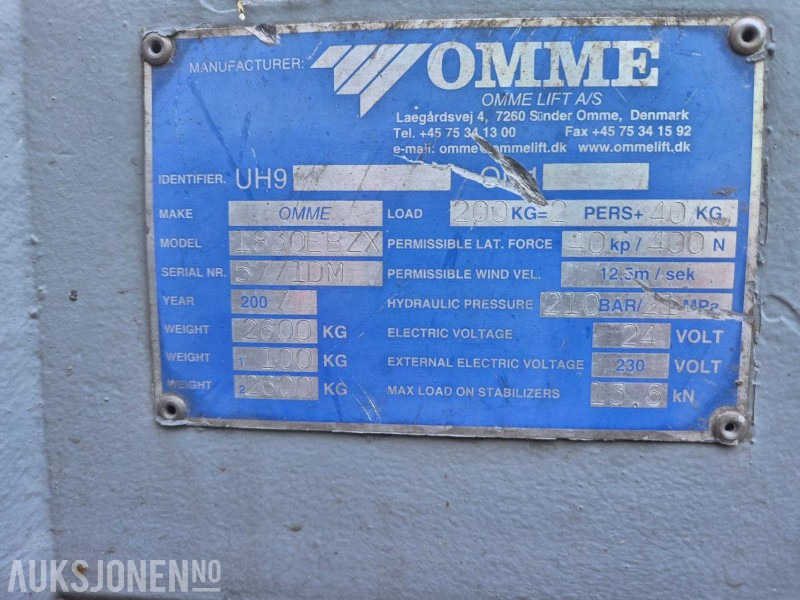 2007 Omme 1830 lift - Hoogwerker: afbeelding 4 2007 Omme 1830 lift - Hoogwerker: afbeelding 4