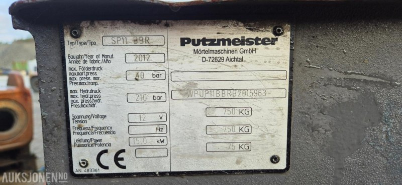 2012 Putzmeister SPZ11.BBR. - Bouwmaterieel: afbeelding 5 2012 Putzmeister SPZ11.BBR. - Bouwmaterieel: afbeelding 5