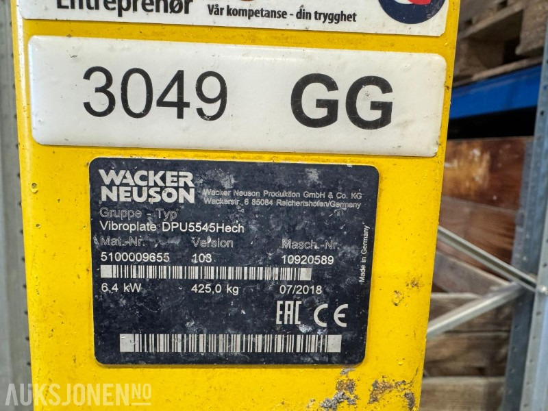 2018 Wacker Neuson DPU5545Hech vibroplate 425 kg - Wals: afbeelding 4 2018 Wacker Neuson DPU5545Hech vibroplate 425 kg - Wals: afbeelding 4