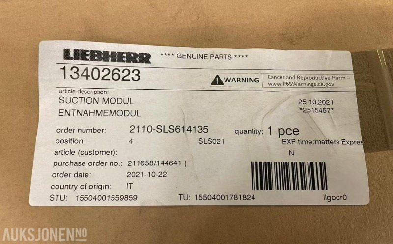 2021 LIEBHERR - SUCTION MODULE (AdBlue) 13402623 - Bouwmaterieel: afbeelding 2 2021 LIEBHERR - SUCTION MODULE (AdBlue) 13402623 - Bouwmaterieel: afbeelding 2