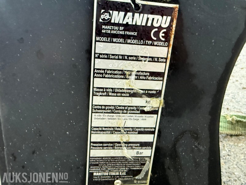 Aanbouwdeel voor Bouwmachine 2015 Manitou PT 1500 JIB m Vinsj, 1500 kg, 210 bar, brukt på teleskoptruck: afbeelding 7 Aanbouwdeel voor Bouwmachine 2015 Manitou PT 1500 JIB m Vinsj, 1500 kg, 210 bar, brukt på teleskoptruck: afbeelding 7
