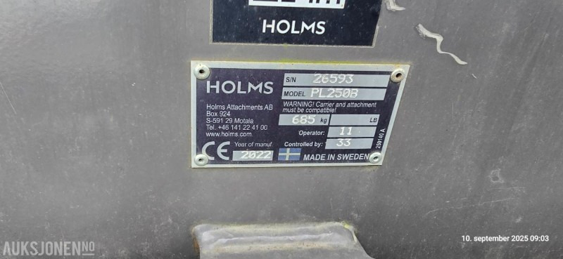 2022 Holms PL250B feieaggregat / BM feste - Aanbouwdeel voor Bouwmachine: afbeelding 4 2022 Holms PL250B feieaggregat / BM feste - Aanbouwdeel voor Bouwmachine: afbeelding 4