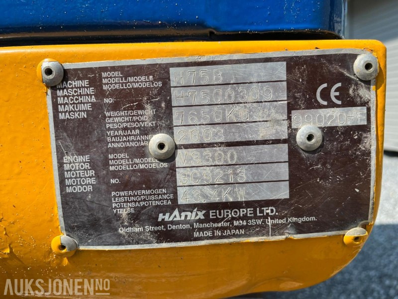 Hanix H75B gravemaskin - Graafmachine: afbeelding 4 Hanix H75B gravemaskin - Graafmachine: afbeelding 4
