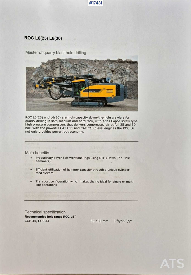 Atlas Copco ROC L6/25 drill rig (2011) - Boormachine: afbeelding 3 Atlas Copco ROC L6/25 drill rig (2011) - Boormachine: afbeelding 3