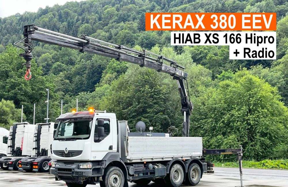 Renault Kerax 380 EEV // Skrzynia Burtowa // HIAB XS166 Hipro + Radio // Zwolnice //  // - Vrachtwagen met open laadbak, Kraanwagen: afbeelding 1 Renault Kerax 380 EEV // Skrzynia Burtowa // HIAB XS166 Hipro + Radio // Zwolnice //  // - Vrachtwagen met open laadbak, Kraanwagen: afbeelding 1