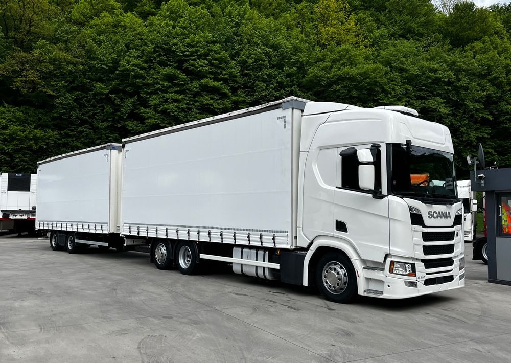 Scania R410 // 2018 // Retarder // Tandem 7.7+7.7 // Przyczepa Krone // Oś podnosozna // - Schuifzeilen vrachtwagen: afbeelding 1 Scania R410 // 2018 // Retarder // Tandem 7.7+7.7 // Przyczepa Krone // Oś podnosozna // - Schuifzeilen vrachtwagen: afbeelding 1