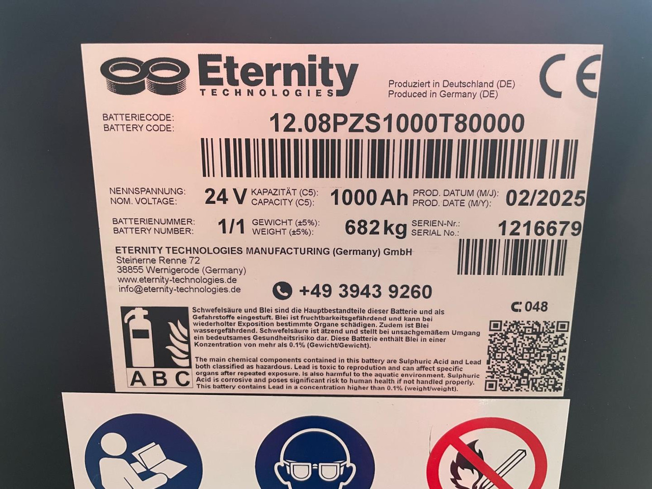 Eternity 24V 8 EPzS 1000 - Batterij voor Intern transport: afbeelding 2 Eternity 24V 8 EPzS 1000 - Batterij voor Intern transport: afbeelding 2