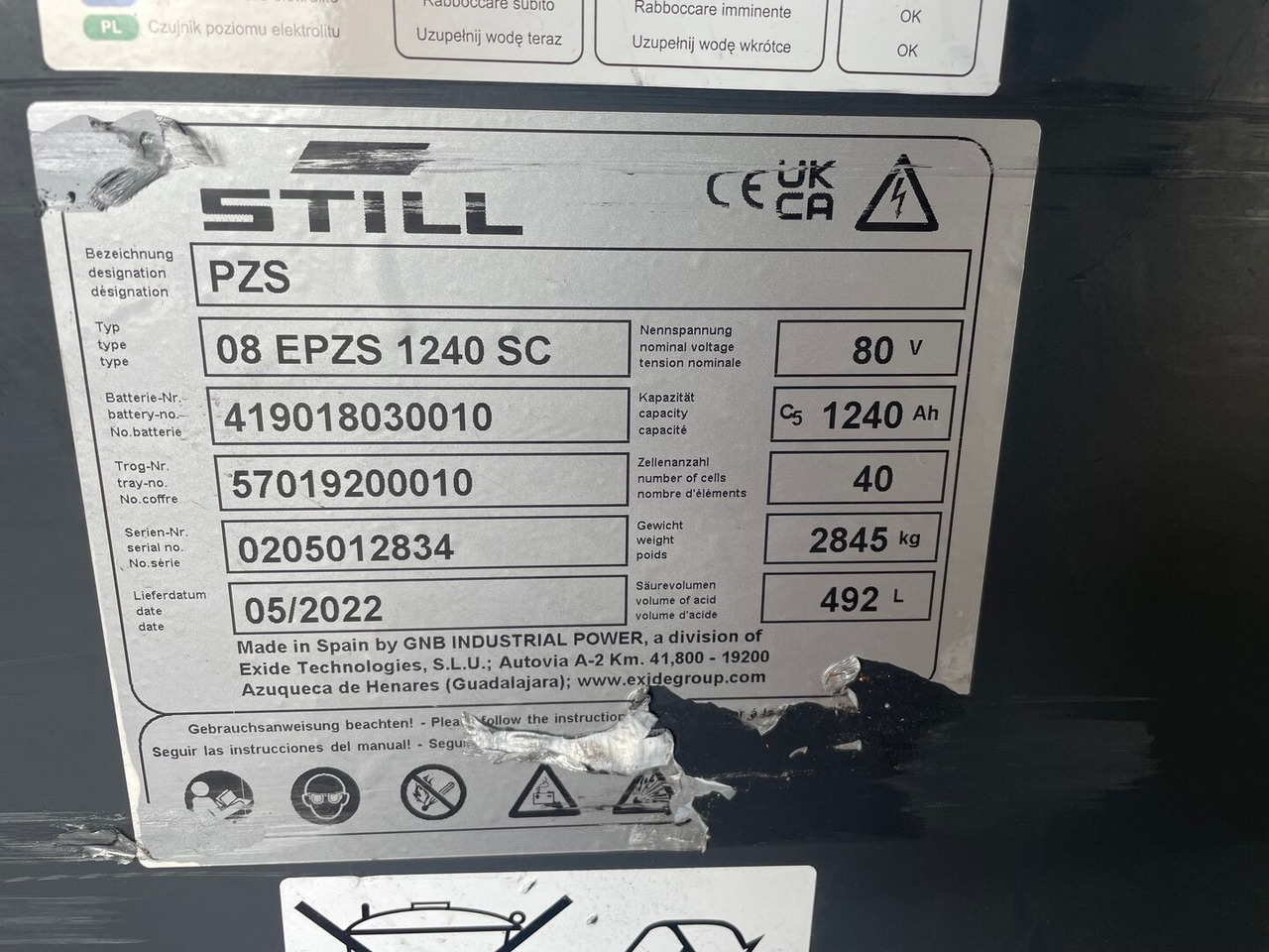 Exide 80V 8 EPzS 1240 - Batterij voor Intern transport: afbeelding 2 Exide 80V 8 EPzS 1240 - Batterij voor Intern transport: afbeelding 2