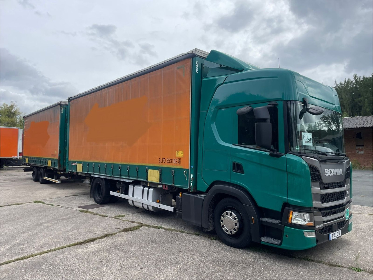 Scania G450 Pritsche+Plane/ANHÄNGER/KOTSCHENREUTHER - Schuifzeilen vrachtwagen: afbeelding 1 Scania G450 Pritsche+Plane/ANHÄNGER/KOTSCHENREUTHER - Schuifzeilen vrachtwagen: afbeelding 1