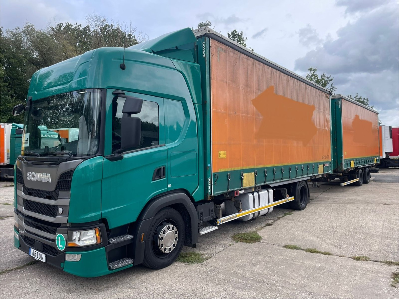 Scania G450 Pritsche+Plane/ANHÄNGER/KOTSCHENREUTHER - Schuifzeilen vrachtwagen: afbeelding 2 Scania G450 Pritsche+Plane/ANHÄNGER/KOTSCHENREUTHER - Schuifzeilen vrachtwagen: afbeelding 2
