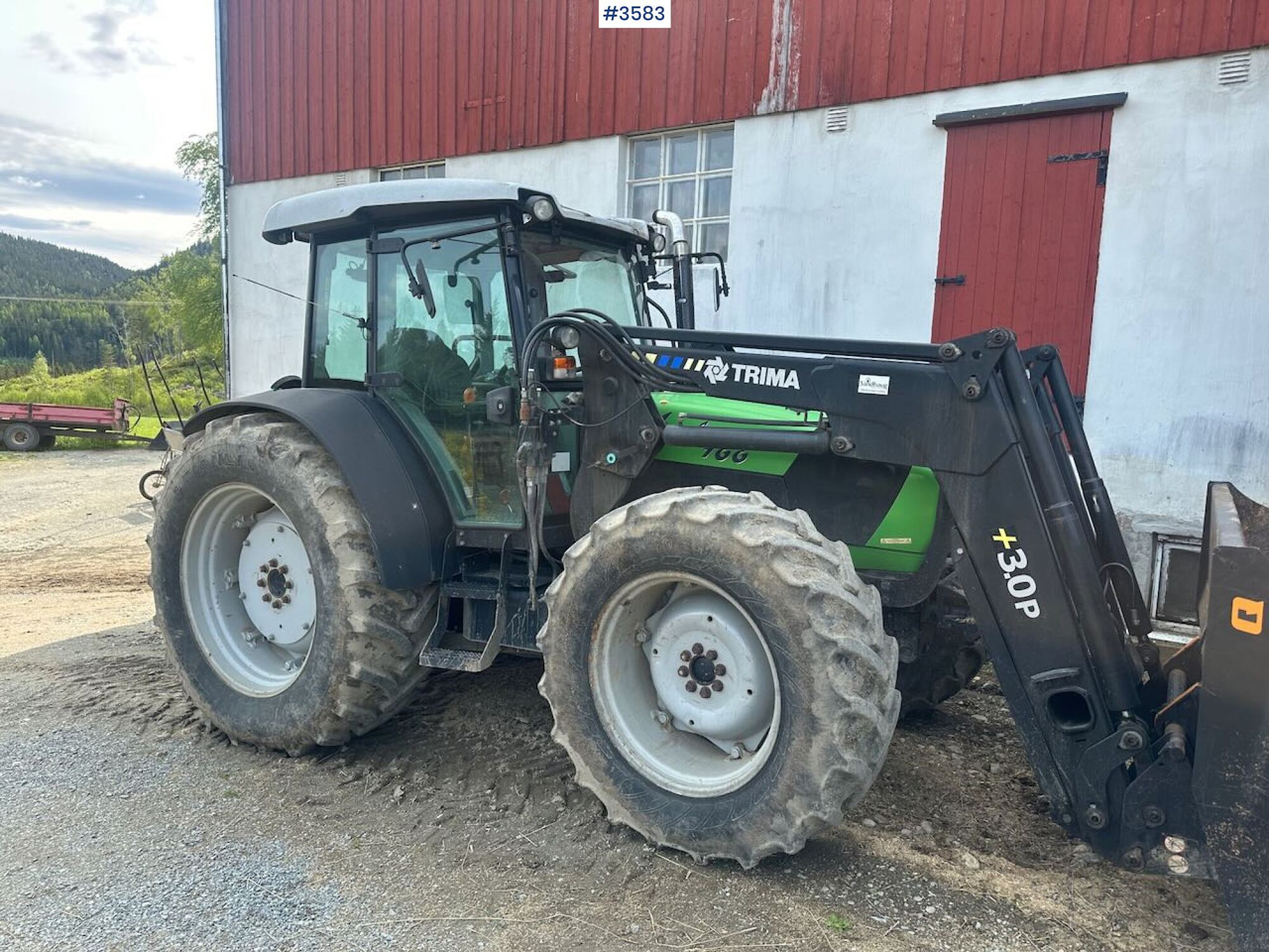 2008 Deutz-Fahr Agrofarm 100 traktor w/ Trima Front loader. See hours! - Tractor: afbeelding 1 2008 Deutz-Fahr Agrofarm 100 traktor w/ Trima Front loader. See hours! - Tractor: afbeelding 1