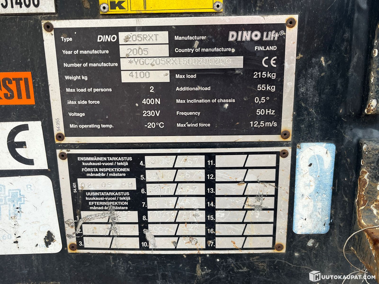 Dino 205RXT, Kuukulkija henkilönostin, Kymppi voimassa vuoteen 2029, Korjattavaksi, 2005, Vantaa - Aanhanger hoogwerker: afbeelding 5 Dino 205RXT, Kuukulkija henkilönostin, Kymppi voimassa vuoteen 2029, Korjattavaksi, 2005, Vantaa - Aanhanger hoogwerker: afbeelding 5