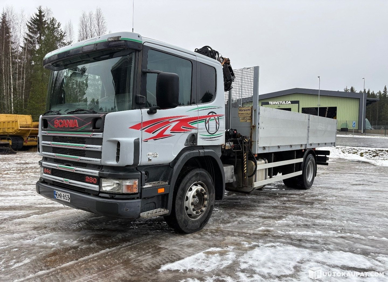 Scania G94 260 hp, 4x2, with HIAB crane and aluminium-sided flatbed, 2001, Kurikka - Vrachtwagen met open laadbak, Kraanwagen: afbeelding 1 Scania G94 260 hp, 4x2, with HIAB crane and aluminium-sided flatbed, 2001, Kurikka - Vrachtwagen met open laadbak, Kraanwagen: afbeelding 1