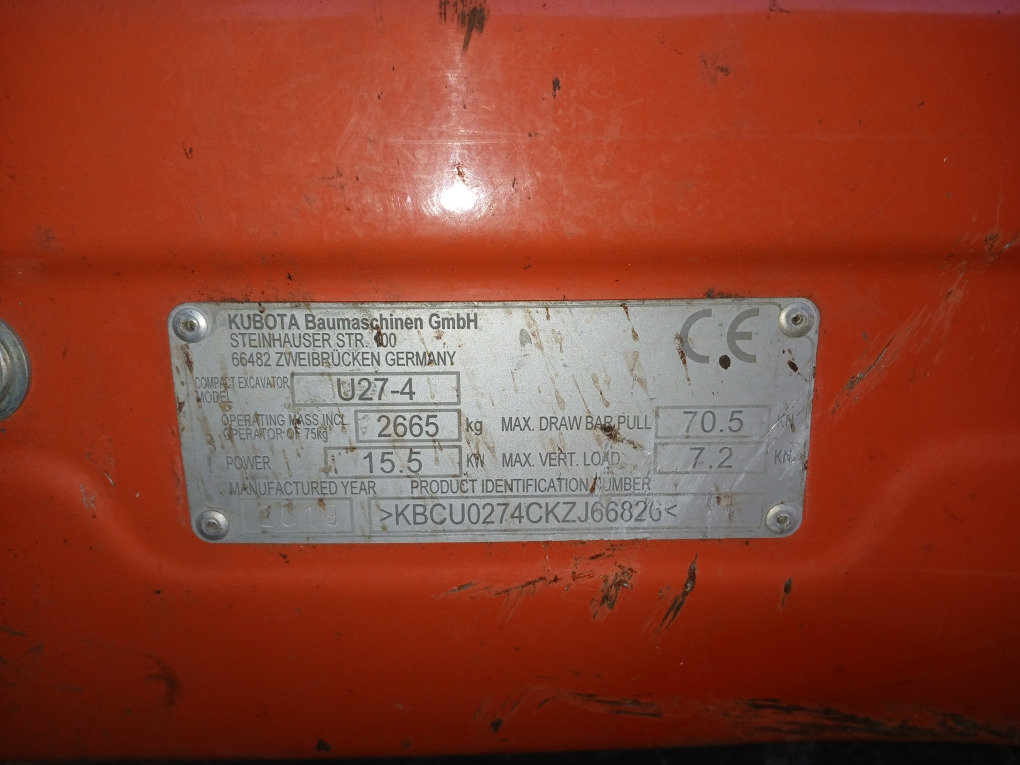 KUBOTA U27-4 - Minigraafmachine: afbeelding 1 KUBOTA U27-4 - Minigraafmachine: afbeelding 1