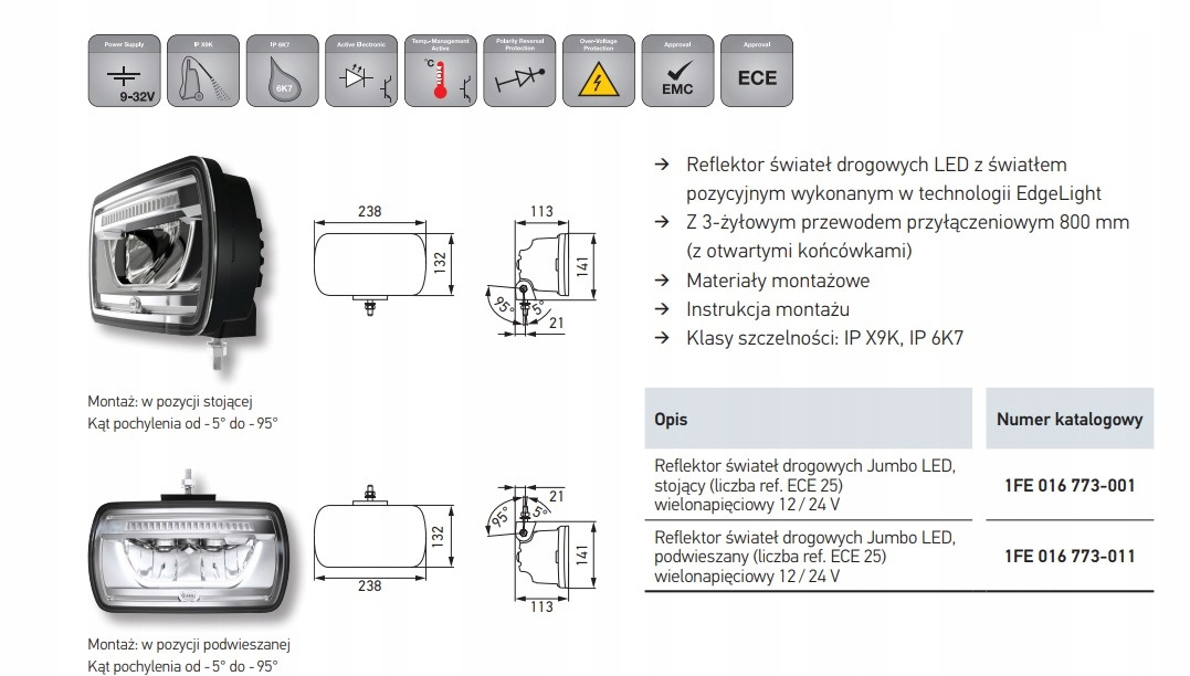 Nieuw Lichten/ Verlichting Hella HALOGEN DALEKOSIĘŻNY FULL LED HELLA JUMBO 1FE 016 773-001 1546063: afbeelding 10