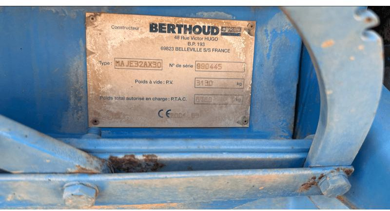 BERTHOUD MAJOR 32 - Getrokken veldspuit: afbeelding 4 BERTHOUD MAJOR 32 - Getrokken veldspuit: afbeelding 4