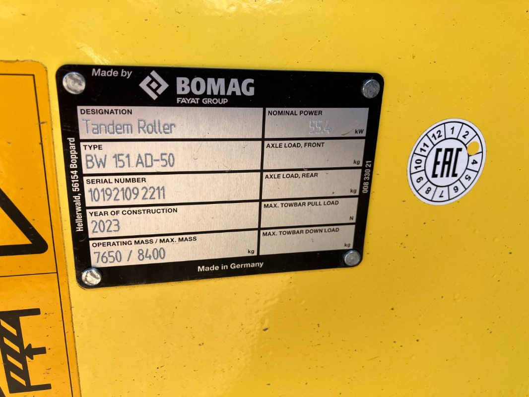 BOMAG DE BW 151 AD-50 Stage IIIa/Tier 4i - Asfaltwals: afbeelding 2 BOMAG DE BW 151 AD-50 Stage IIIa/Tier 4i - Asfaltwals: afbeelding 2