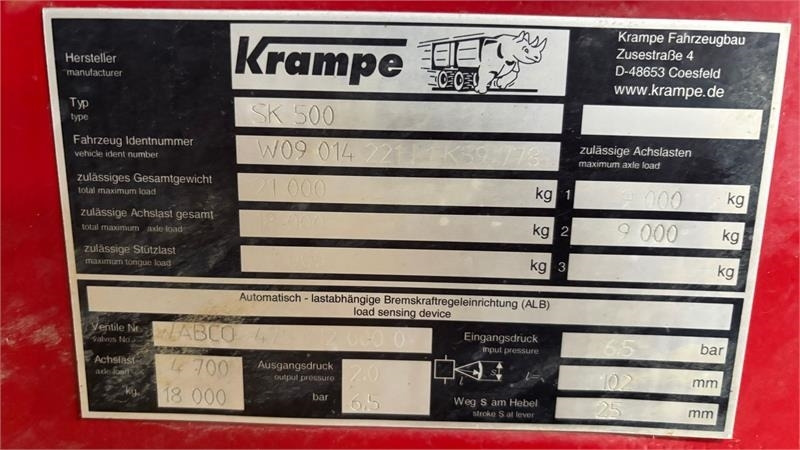 Krampe SK 550 Entreprenørvogn med Hardox kasse SK 500  - Landbouwkipper: afbeelding 5 Krampe SK 550 Entreprenørvogn med Hardox kasse SK 500  - Landbouwkipper: afbeelding 5