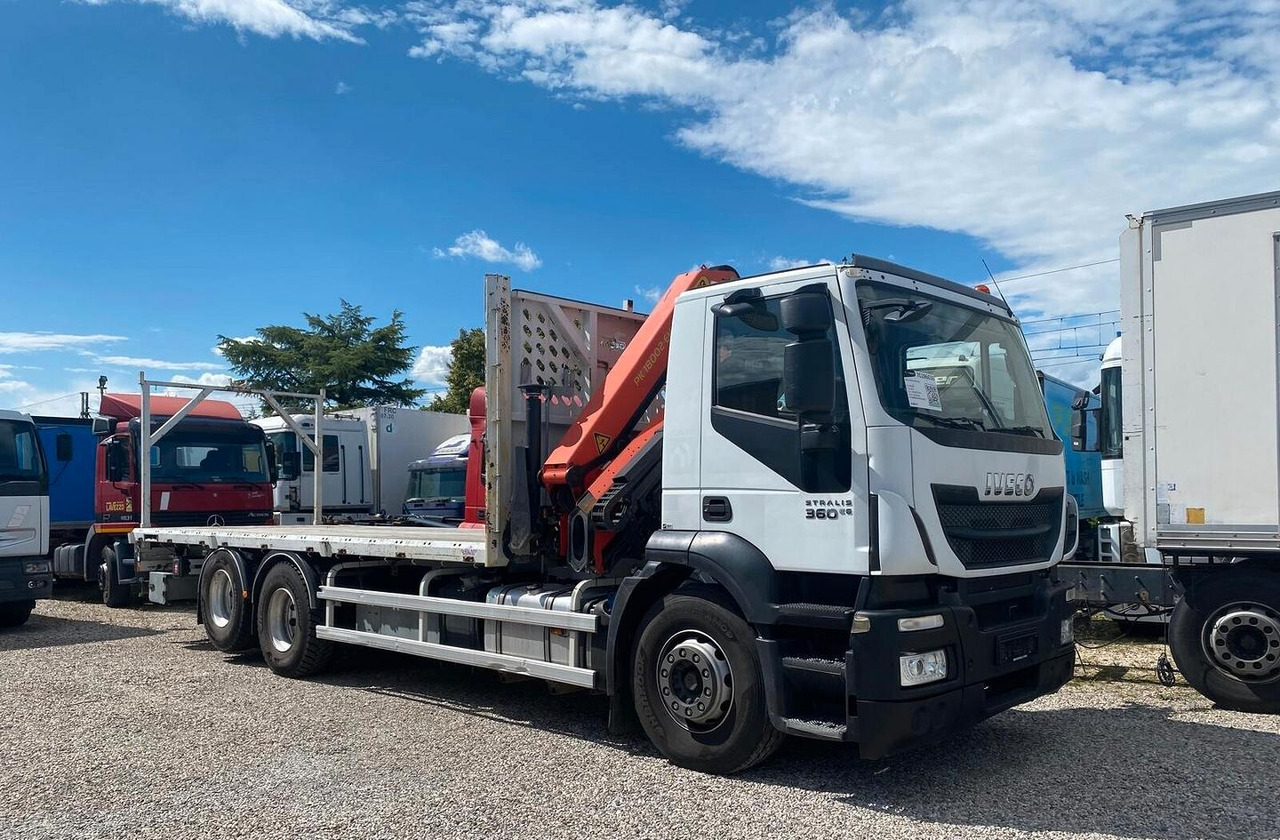 IVECO STRALIS 360 CASSONE FISSO E GRU PALFINGER - Vrachtwagen met open laadbak, Kraanwagen: afbeelding 1 IVECO STRALIS 360 CASSONE FISSO E GRU PALFINGER - Vrachtwagen met open laadbak, Kraanwagen: afbeelding 1