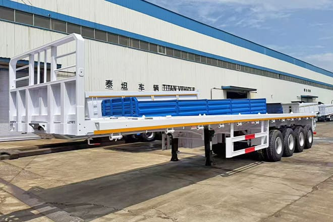 TITAN 4 Axle Flatbed Trailer for Sale Near Me in Libya - Open bak met boorden oplegger: afbeelding 1 TITAN 4 Axle Flatbed Trailer for Sale Near Me in Libya - Open bak met boorden oplegger: afbeelding 1