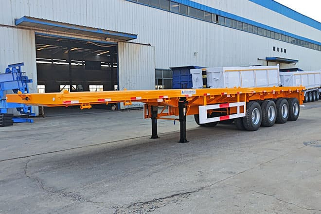 TITAN 40 Foot Flatbed Semi Trailer for Sale in Saudi Arabia - Open bak met boorden oplegger: afbeelding 3 TITAN 40 Foot Flatbed Semi Trailer for Sale in Saudi Arabia - Open bak met boorden oplegger: afbeelding 3