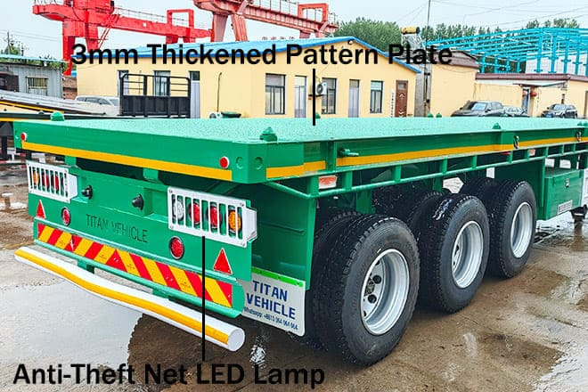 TITAN 40 Foot Tri Axle Flat Deck Trailer for Sale in Senegal - Open bak met boorden oplegger: afbeelding 4 TITAN 40 Foot Tri Axle Flat Deck Trailer for Sale in Senegal - Open bak met boorden oplegger: afbeelding 4