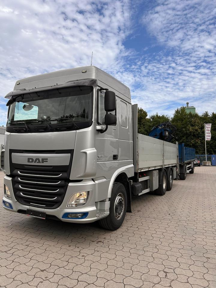 DAF XF 460 FAN + MKG + 10mtr 2to + Lenkachse + EURO 6 - Vrachtwagen met open laadbak, Kraanwagen: afbeelding 1 DAF XF 460 FAN + MKG + 10mtr 2to + Lenkachse + EURO 6 - Vrachtwagen met open laadbak, Kraanwagen: afbeelding 1
