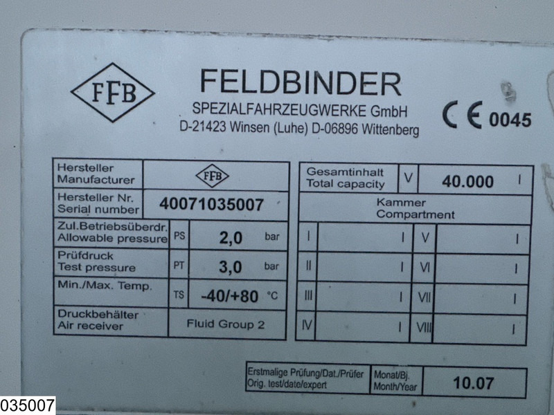 Feldbinder Silo 40.000 Liter, 3 Comp - Tankoplegger: afbeelding 4 Feldbinder Silo 40.000 Liter, 3 Comp - Tankoplegger: afbeelding 4