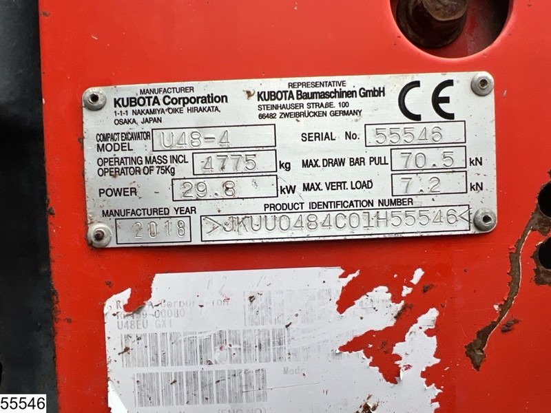 Kubota U 48 29,8KW, 1 bucket, 3681h - Minigraafmachine: afbeelding 5 Kubota U 48 29,8KW, 1 bucket, 3681h - Minigraafmachine: afbeelding 5