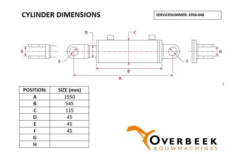 - Tilt cylinder/Kippzylinder/Nijgcilinder - Hydraulica: afbeelding 4 - Tilt cylinder/Kippzylinder/Nijgcilinder - Hydraulica: afbeelding 4
