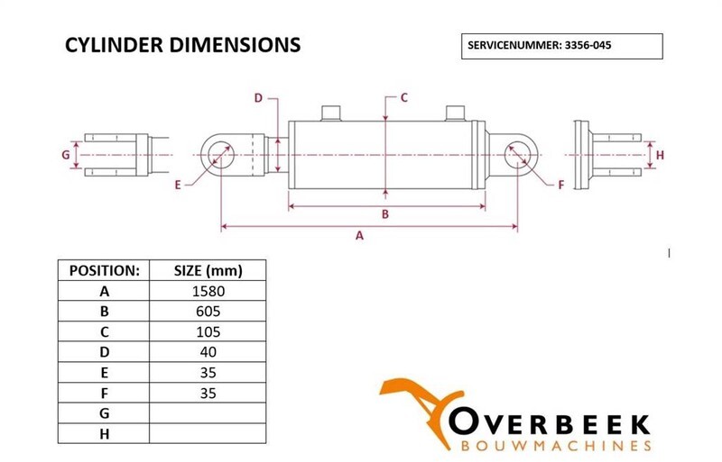 - Tilt cylinder/Kippzylinder/Nijgcilinder - Hydraulica: afbeelding 4 - Tilt cylinder/Kippzylinder/Nijgcilinder - Hydraulica: afbeelding 4